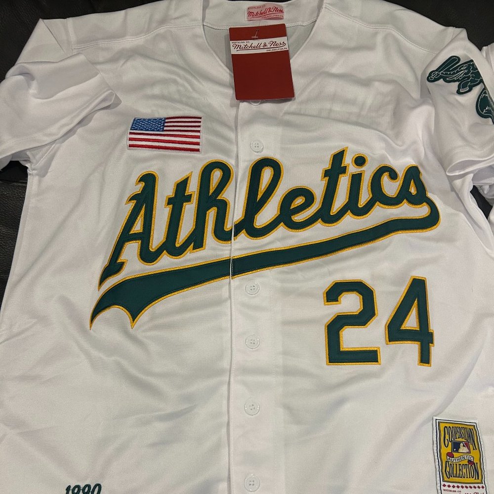 OAKLAND A's RICKEY HENDERSON Men's JERSEY M,L,XL,or 2XL By Mitchell & Ness NWT - Picture 5 of 8